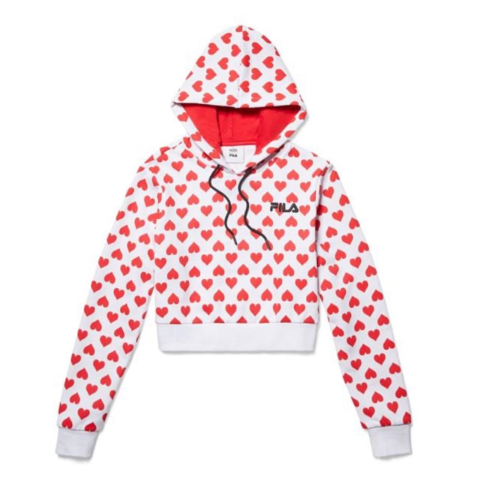 FILA X UO Urban Outfitters Disney Villians Heart Hoodie Cropped Sweatshirt M